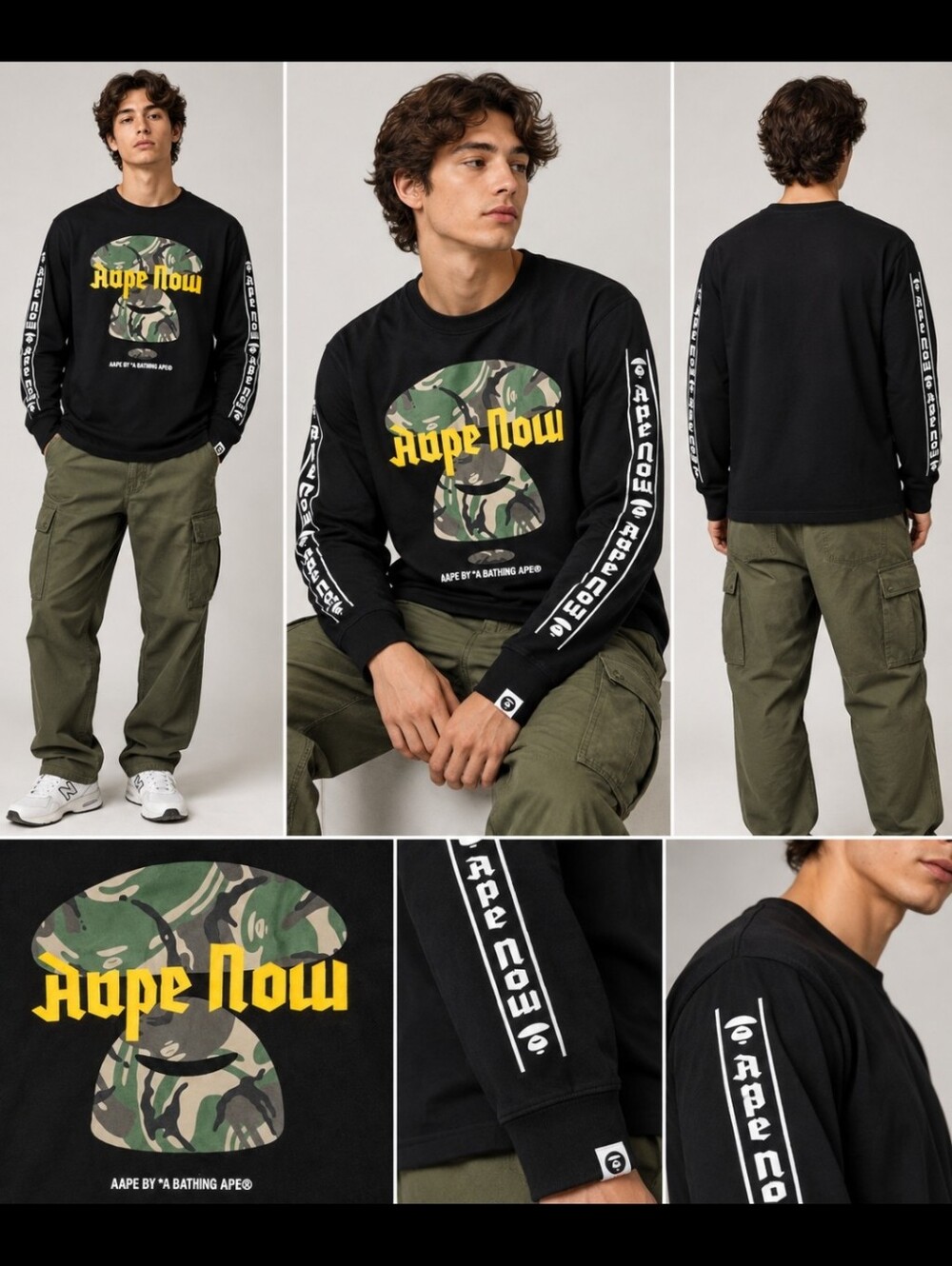 AAPE by A Bathing Ape Hope Now Camo Long Sleeve Shirt L